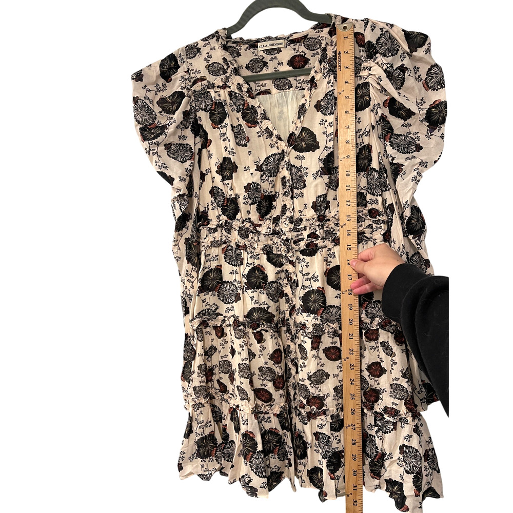 Ulla Johnson 4 Winsor $475 Ruffled Floral Puff Shoulder Long Sleeve Mini Dress - Picture 9 of 12
